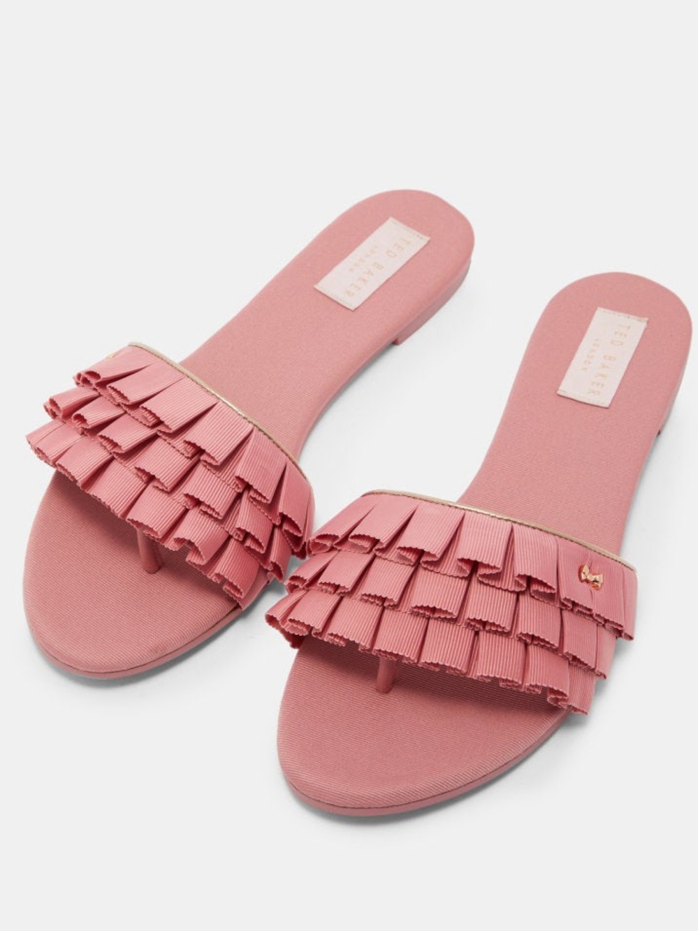 Ted Baker London Pink Ruffle Slide Sandals